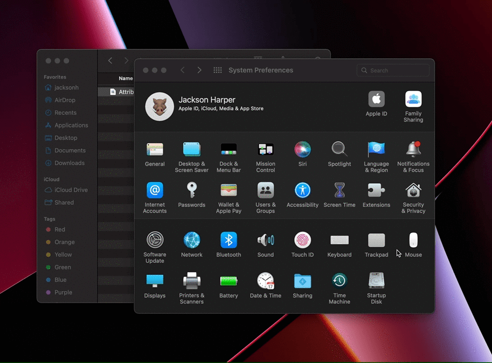Animated image of enabling share extension for macOS Finder