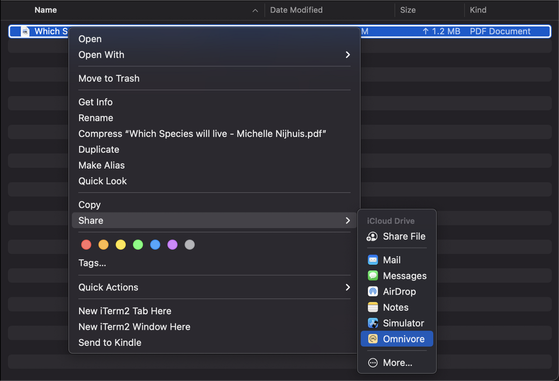 Animated image of macOS share extension link saving